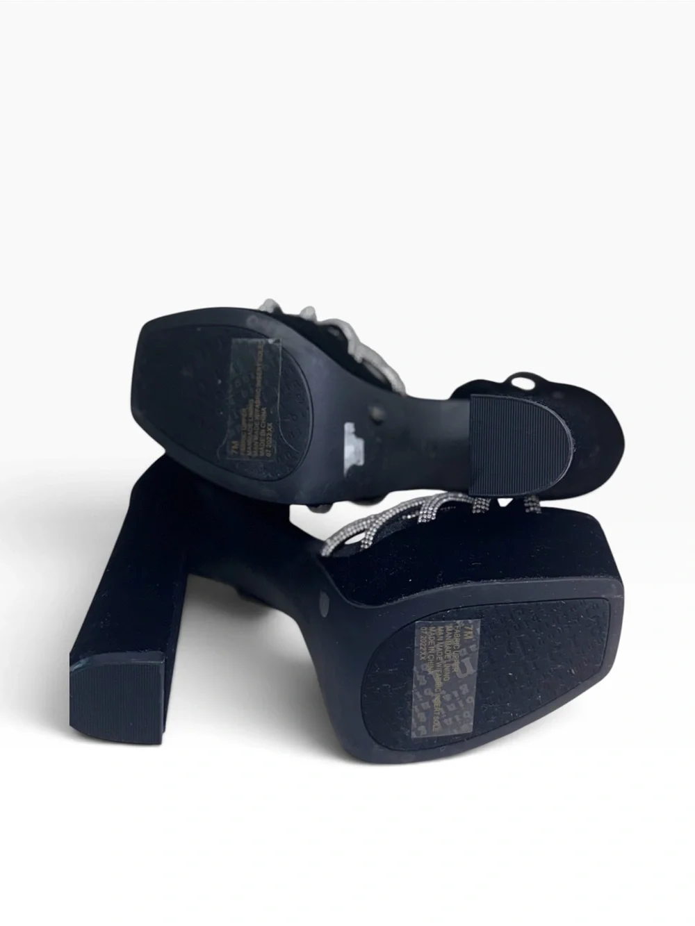 Gianni Bini Rhinestone black Velvet Platform Heels New no box